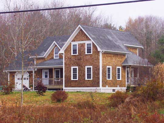 Large two storey, new home also features front covered porch entrance way, and back porch with roof