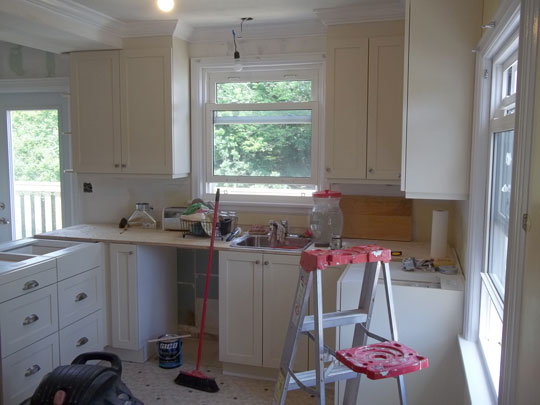 Cabinet work ongoing for kitchen reno